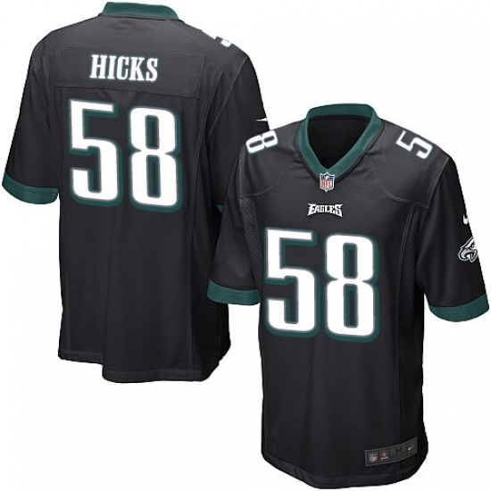 Men's Nike Philadelphia Eagles #58 Jordan Hicks Game Black Alternate NFL Jersey
