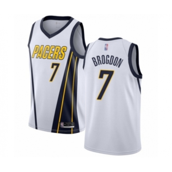 Men's Indiana Pacers #7 Malcolm Brogdon White Swingman Jersey - Earned Edition - Ujersey