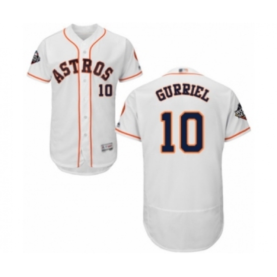 Men's Houston Astros #10 Yuli Gurriel White Home Flex Base Authentic Collection 2019 World Series Bound Baseball Jersey - Ujersey