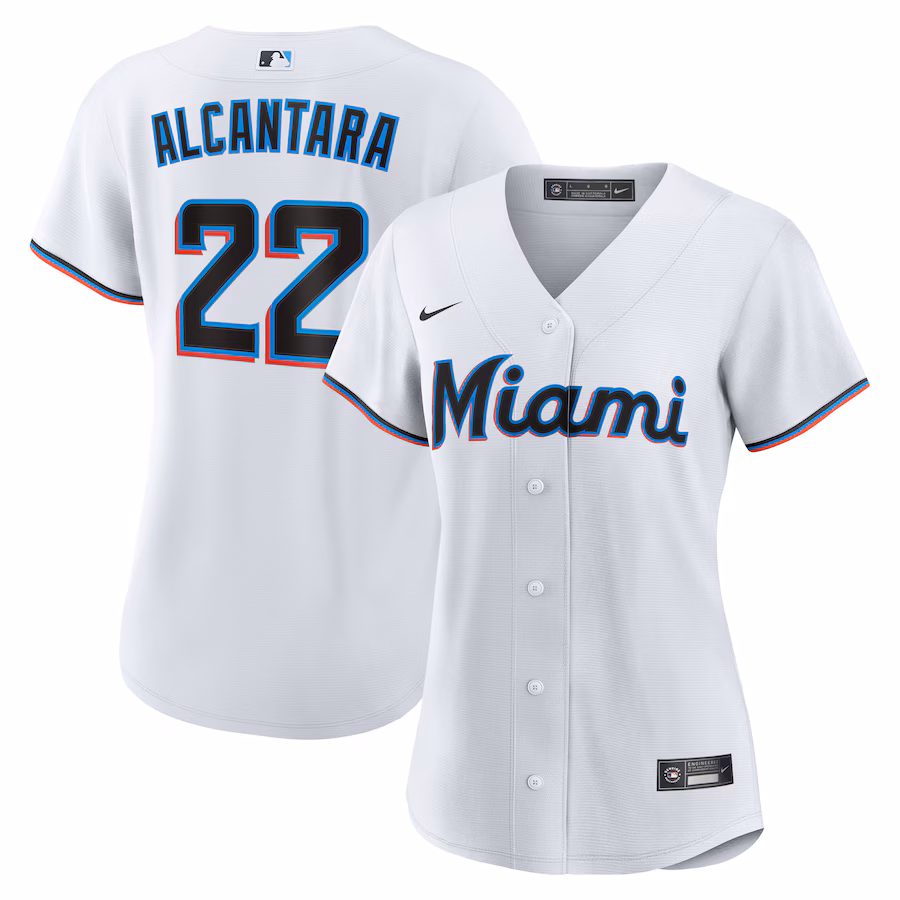 Women's Miami Marlins Sandy Alcantara Nike White Home Replica Player Jersey - Ujersey