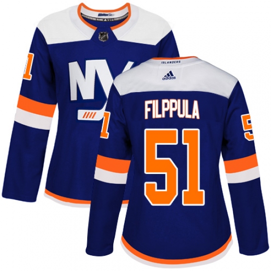 Women's Adidas New York Islanders #51 Valtteri Filppula Premier Blue Alternate NHL Jersey - Ujersey