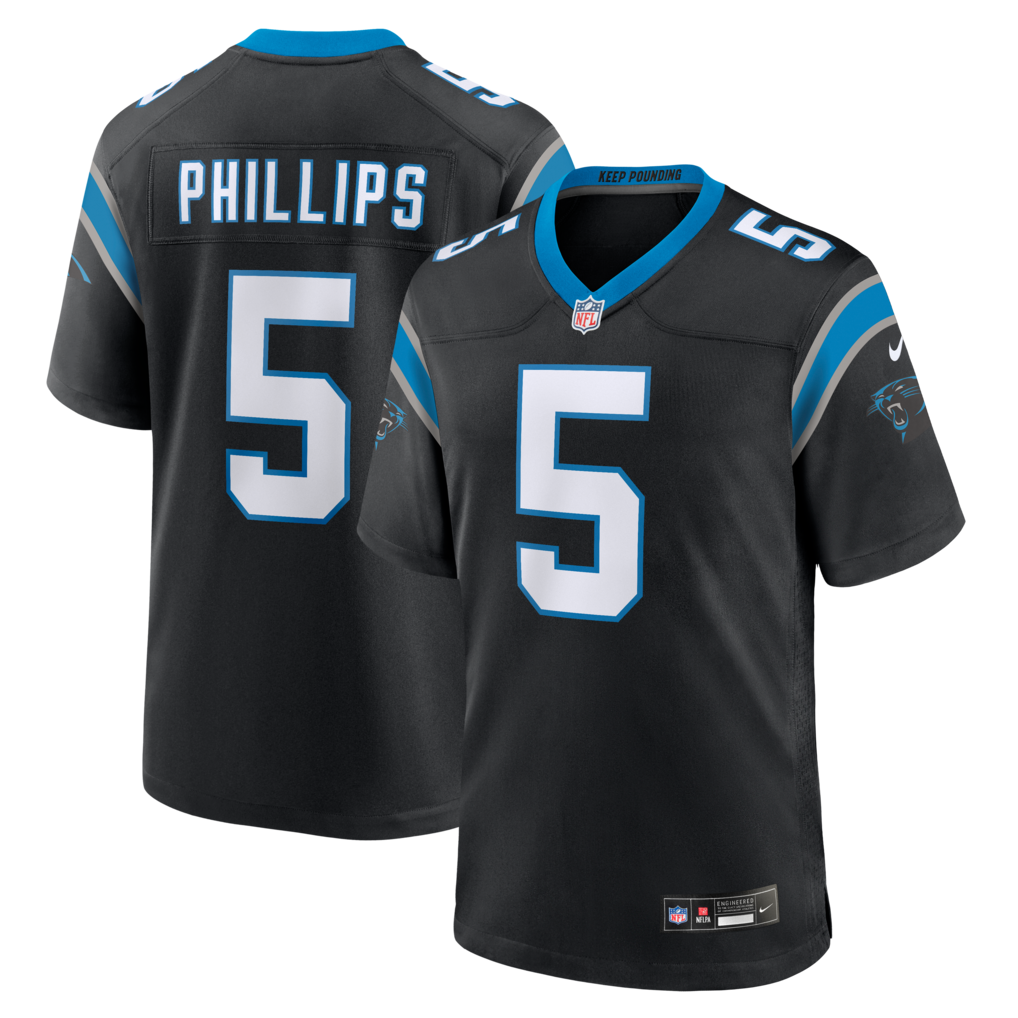 Men's Carolina Panthers Jaelan Phillips Nike Black Game Jersey - SUjersey01