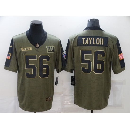 Men's New York Giants #56 Lawrence Taylor Nike Olive 2021 Salute To Service Limited Player Jersey - Ujersey