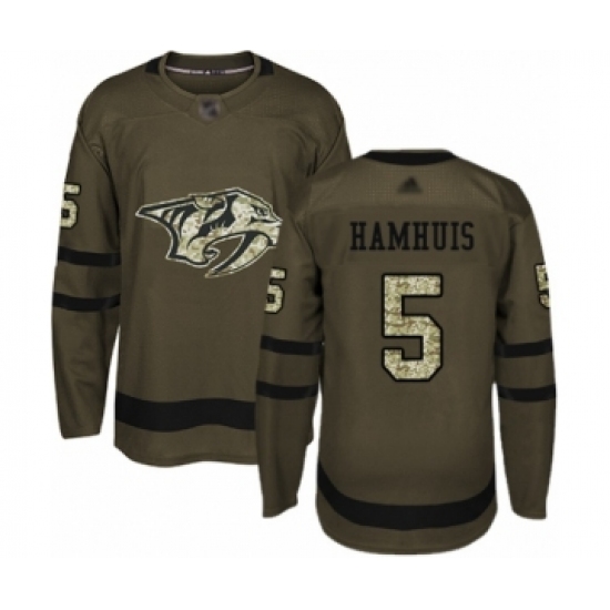 Men's Nashville Predators #5 Dan Hamhuis Authentic Green Salute to Service Hockey Jersey - Ujersey