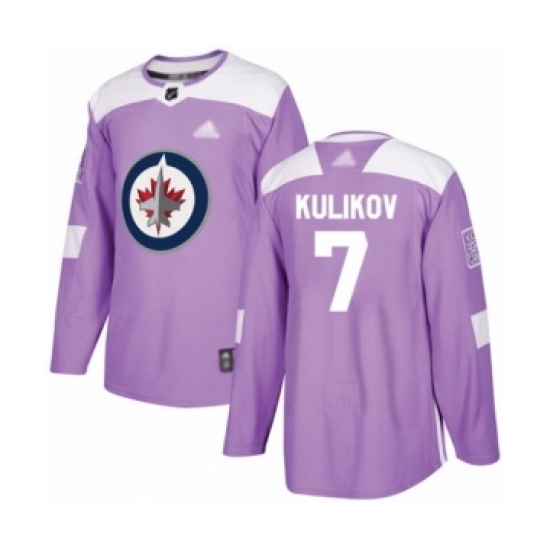 Youth Winnipeg Jets #7 Dmitry Kulikov Authentic Purple Fights Cancer Practice Hockey Jersey - Ujersey