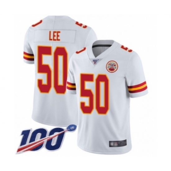 Men's Kansas City Chiefs #50 Darron Lee White Vapor Untouchable Limited Player 100th Season Football Jersey - Ujersey