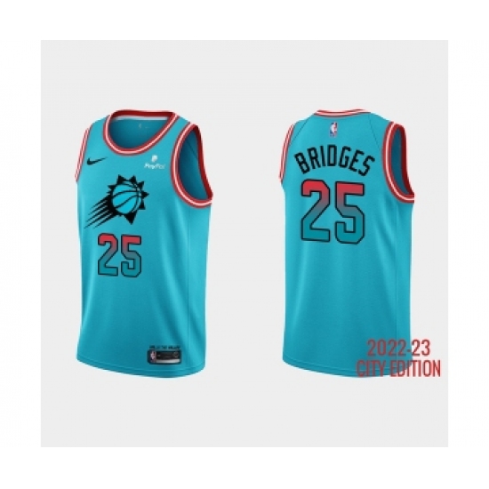 Men's Phoenix Suns #25 Mikal Bridges 2022-23 Blue City Edition Stitched Basketball Jersey - Ujersey