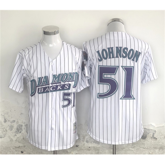 Men's Arizona Diamondbacks #51 Randy Johnson White Throwback Cool Base Stitched Baseball Jersey - Ujersey