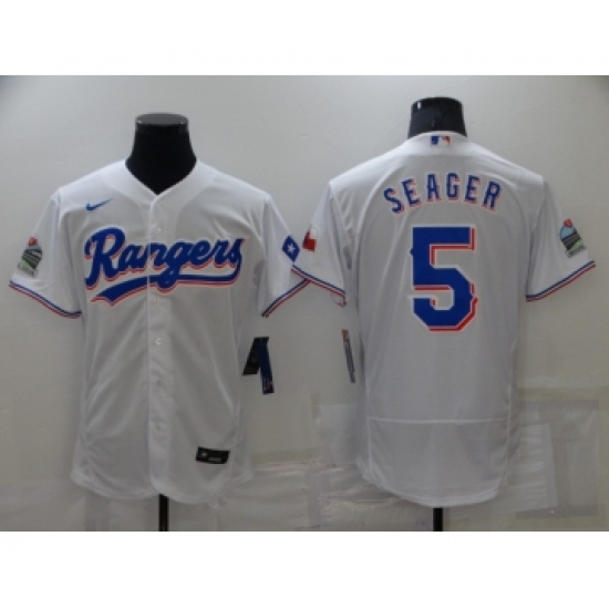 Men's Texas Rangers #5 Corey Seager White Stitched MLB Flex Base Nike Jersey - Ujersey