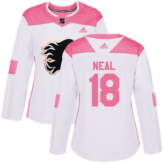 Women's Adidas Calgary Flames #18 James Neal White Pink Authentic Fashion Stitched NHL Jersey - Ujersey