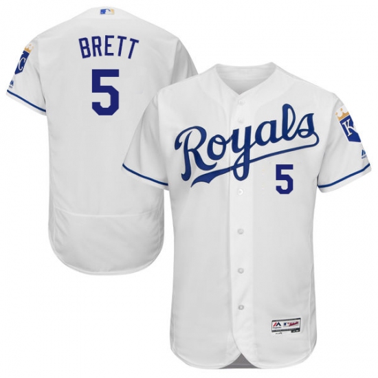 Men's Majestic Kansas City Royals #5 George Brett White Flexbase Authentic Collection MLB Jersey - Ujersey