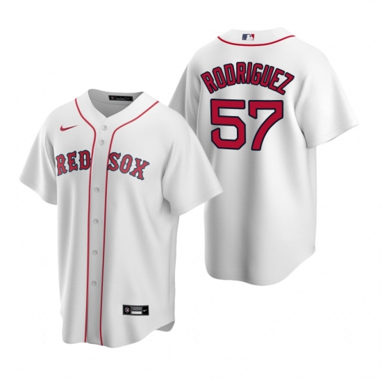 Men's Nike Boston Red Sox #57 Eduardo Rodriguez White Home Stitched Baseball Jersey - Ujersey