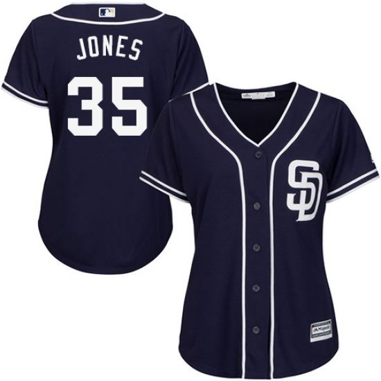 Women's Majestic San Diego Padres #35 Randy Jones Authentic Navy Blue Alternate 1 Cool Base MLB Jersey - Ujersey
