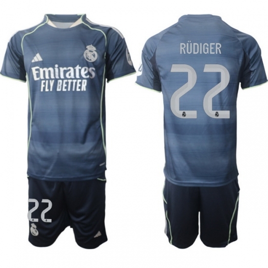 Men Real Madrid 2026 Soccer Jerseys DarkBlue #22 RUDIGER