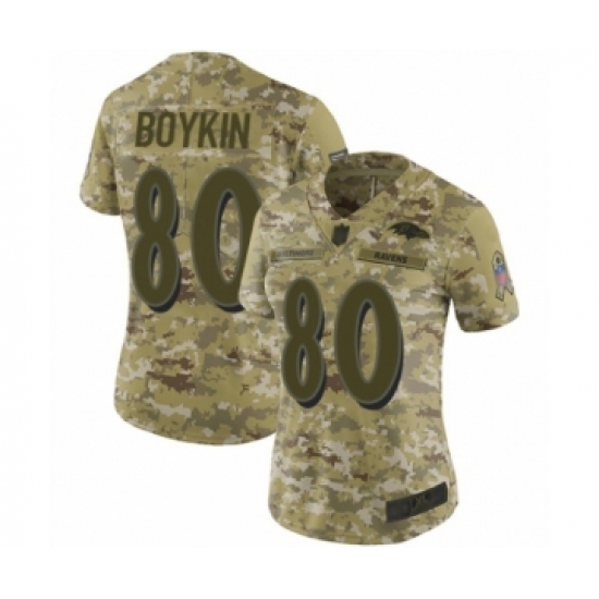 Women's Baltimore Ravens #80 Miles Boykin Limited Camo 2018 Salute to Service Football Jersey - Ujersey