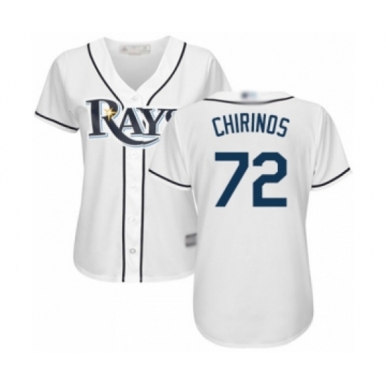 Women's Tampa Bay Rays #72 Yonny Chirinos Authentic White Home Cool Base Baseball Player Jersey - Ujersey