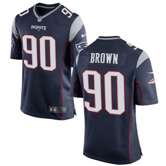 Men's Nike New England Patriots #90 Malcom Brown Game Navy Blue Team Color NFL Jersey - Ujersey