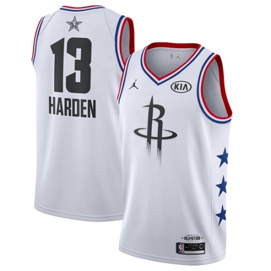 Men's Nike Houston Rockets #13 James Harden White Basketball Jordan Swingman 2019 All-Star Game Jersey - Ujersey