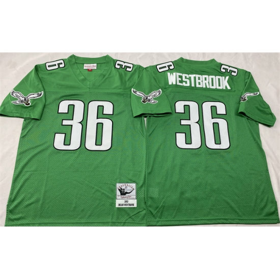 Men's Philadelphia Eagles #36 Brian Westbrook Kelly Green Throwback Stitched Football Jersey - Ujersey