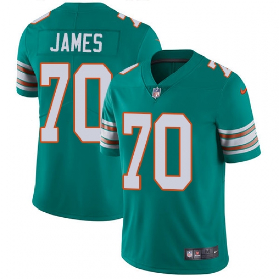Youth Nike Miami Dolphins #70 Ja'Wuan James Aqua Green Alternate Vapor Untouchable Limited Player NFL Jersey - Ujersey