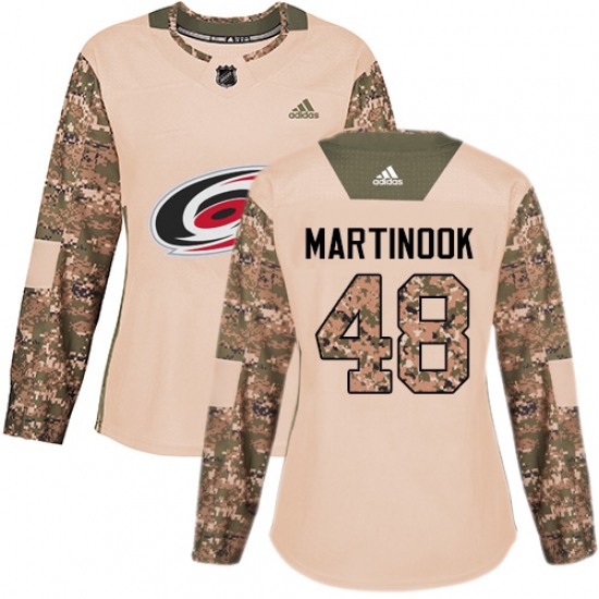 Women's Adidas Carolina Hurricanes #48 Jordan Martinook Authentic Camo Veterans Day Practice NHL Jersey - Ujersey