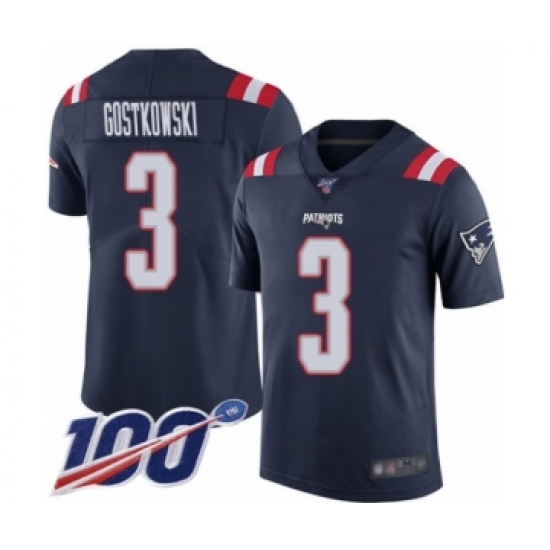 Men's New England Patriots #3 Stephen Gostkowski Limited Navy Blue Rush Vapor Untouchable 100th Season Football Jersey - Ujersey
