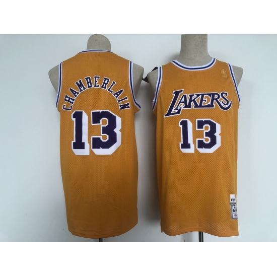 Men's Los Angeles Lakers #13 Wilt Chamberlain Swingman Gold Throwback Jersey - Ujersey