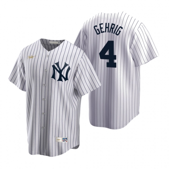 Men's Nike New York Yankees #4 Lou Gehrig White Cooperstown Collection Home Stitched Baseball Jersey - Ujersey