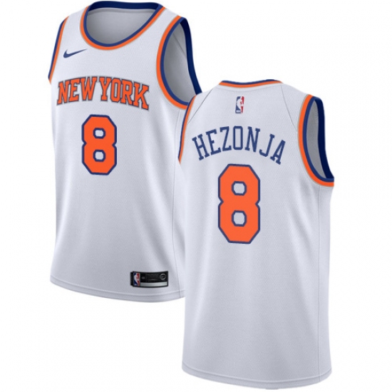 Men's Nike New York Knicks #8 Mario Hezonja Swingman White NBA Jersey - Association Edition - Ujersey