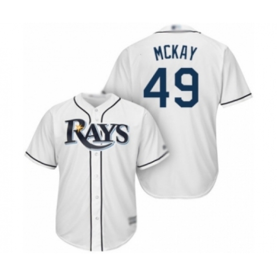 Youth Tampa Bay Rays #49 Brendan McKay Authentic White Home Cool Base Baseball Player Jersey - Ujersey
