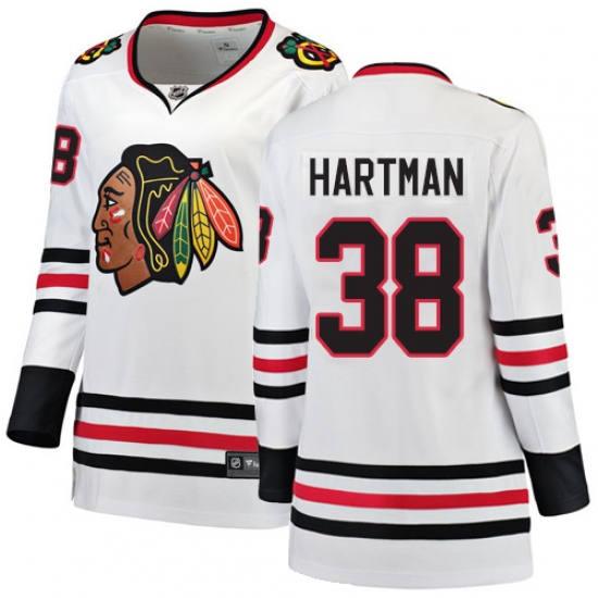 Women's Chicago Blackhawks #38 Ryan Hartman Authentic White Away Fanatics Branded Breakaway NHL Jersey - Ujersey