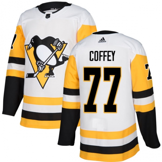 Men's Adidas Pittsburgh Penguins #77 Paul Coffey Authentic White Away NHL Jersey - Ujersey