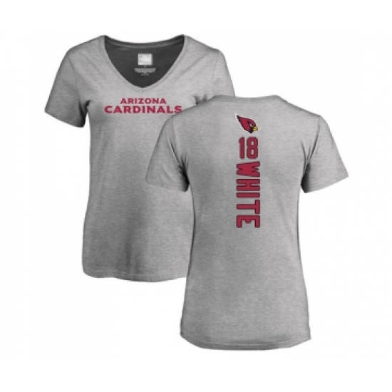 Football Women's Arizona Cardinals #18 Kevin White Ash Backer V-Neck T-Shirt