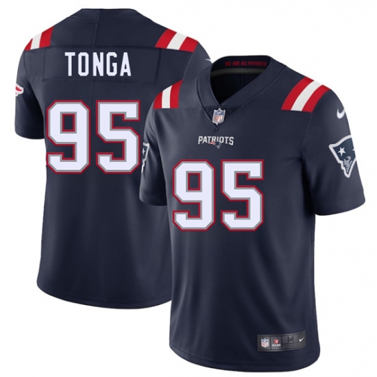 Men's New England Patriots #95 Khyiris Tonga Navy 2025 Vapor Limited Football Stitched Jersey - Ujersey