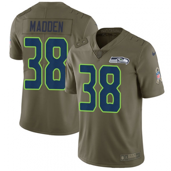 Youth Nike Seattle Seahawks #38 Tre Madden Limited Olive 2017 Salute to Service NFL Jersey - Ujersey
