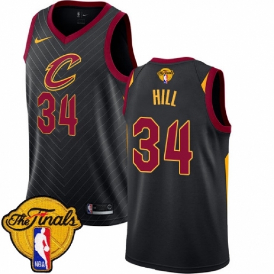 Youth Nike Cleveland Cavaliers #34 Tyrone Hill Authentic Black 2018 NBA Finals Bound NBA Jersey Statement Edition - Ujersey