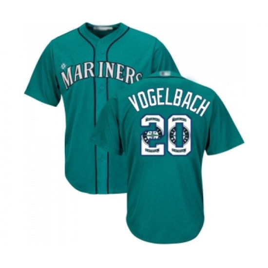 Men's Seattle Mariners #20 Dan Vogelbach Authentic Teal Green Team Logo Fashion Cool Base Baseball Jersey - Ujersey
