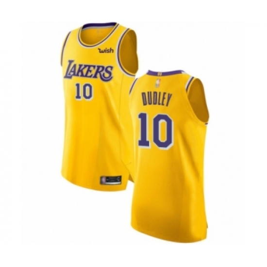 Men's Los Angeles Lakers #10 Jared Dudley Authentic Gold Basketball Jersey - Icon Edition - Ujersey