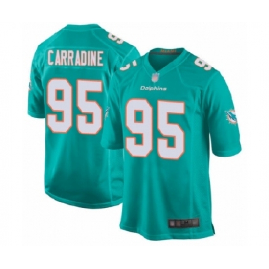 Men's Miami Dolphins #95 Tank Carradine Game Aqua Green Team Color Football Jersey - Ujersey