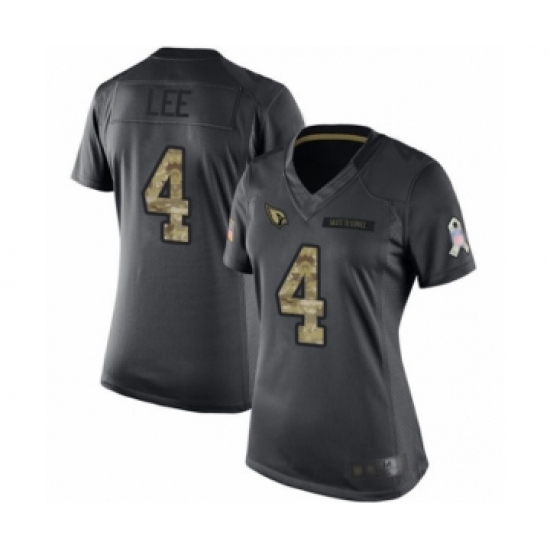 Women's Arizona Cardinals #4 Andy Lee Limited Black 2016 Salute to Service Football Jersey - Ujersey
