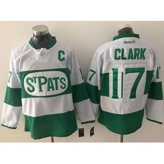 Toronto Maple Leafs #17 Wendel Clark White Green St. Patrick's Day Stitched NHL Jersey - Ujersey