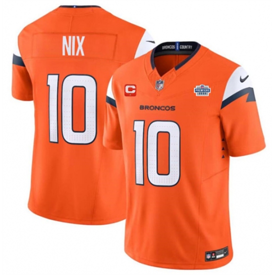 Men's Denver Broncos #10 Bo Nix Orange 2024 F.U.S.E. With Draft and 1-Star C Vapor Limited Football Stitched Jersey - Ujersey