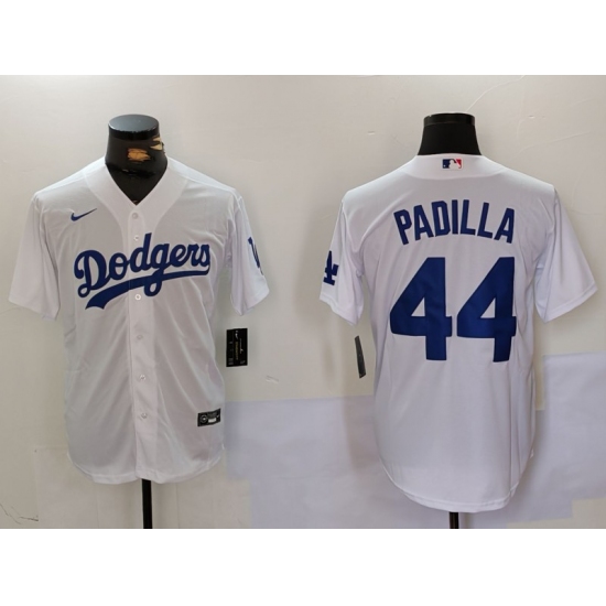 Men's Los Angeles Dodgers #44 Vicente Padilla White Cool Base Stitched Jersey - Ujersey
