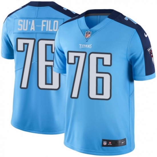 Men's Nike Tennessee Titans #76 Xavier Su'a-Filo Elite Light Blue Rush Vapor Untouchable NFL Jersey - Ujersey
