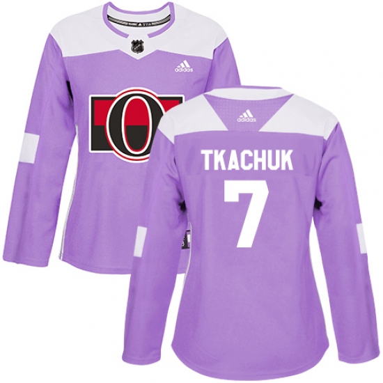Women's Adidas Ottawa Senators #7 Brady Tkachuk Authentic Purple Fights Cancer Practice NHL Jersey - Ujersey