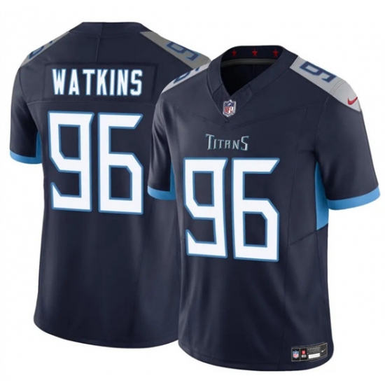 Men's Tennessee Titans #96 Carlos Watkins Navy 2025 F.U.S.E. Vapor Limited Football Stitched Jersey - Ujersey