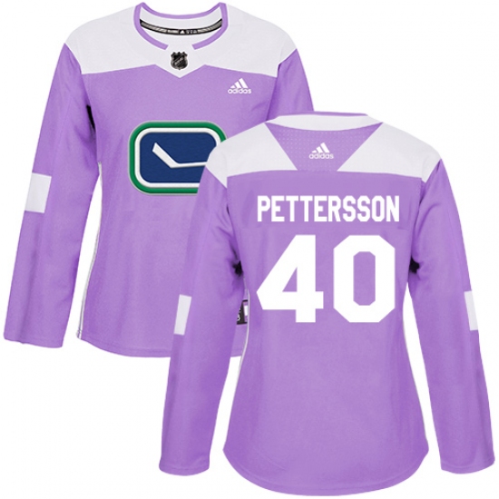 Women's Adidas Vancouver Canucks #40 Elias Pettersson Purple Authentic Fights Cancer Stitched NHL Jersey - Ujersey