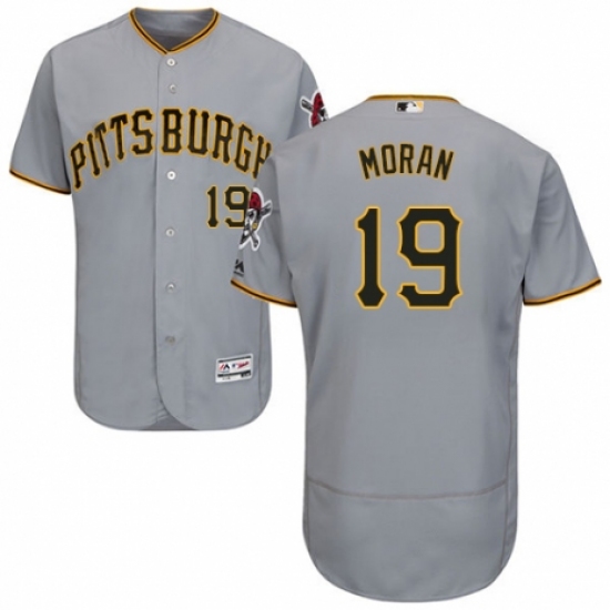 Men's Majestic Pittsburgh Pirates #19 Colin Moran Grey Road Flex Base Authentic Collection MLB Jersey - Ujersey