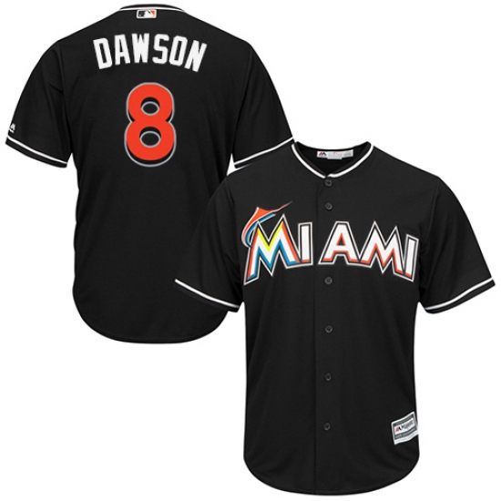 Youth Majestic Miami Marlins #8 Andre Dawson Authentic Black Alternate 2 Cool Base MLB Jersey - Ujersey