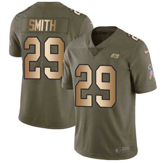 Men's Nike Tampa Bay Buccaneers #29 Ryan Smith Limited Olive/Gold 2017 Salute to Service NFL Jersey - Ujersey